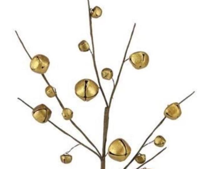18" Rustic Jingle Bell Christmas Stems - Shiny Gold