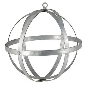 Galvanized Metal Decorative Ball Orb Garden Sphere Floral Sphere Chandelier w/ Hanging Loop Choose Size