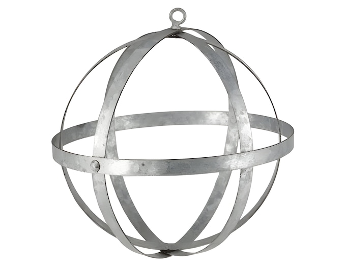 Galvanized Metal Decorative Ball Orb Garden Sphere Floral Sphere Chandelier w/ Hanging Loop Choose Size