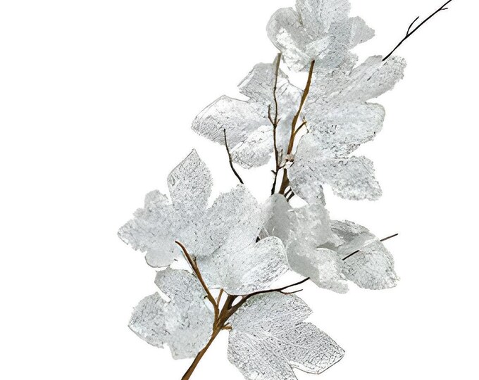 Tall Silver Metallic Maple Leaf Spray Christmas Stems with Branch Accents - 4.3 Feet