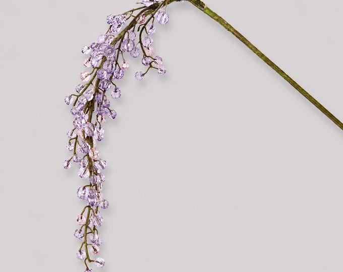 27" Acrylic Beaded Hanging Branch Spray on Stem, Vase Filler Wedding Decor