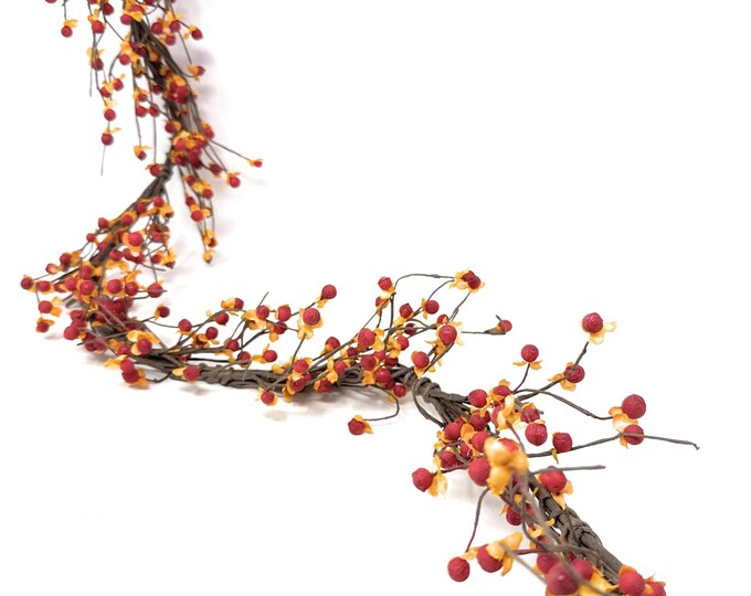 4 FT Rustic Fall Bittersweet Vines Garland, Autumn Garland, Mantel Garland, Thanksgiving Garland