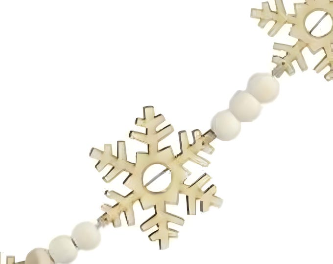 39.5" Snowflake Garland, Wooden Beaded Garland, Snowflake Banner, Christmas Garland, Mantel Garland, Christmas Decor-Floral Supply