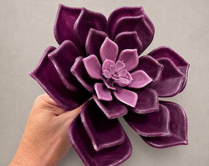 UV Resistant Purple Succulent Pick, Outdoor Flower Stem, Faux Echeveria Decor