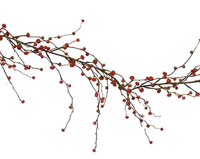 6 FT Red Berry Branch Garland, Christmas Garland, Mantel Garland, Indoor Outdoor Garland