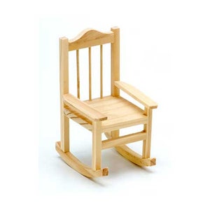 5.5" Mini Unfinished Wood Rocking Chair for Dollhouse Furniture, Miniature Fairy Garden, Cake Topper, Diorama, Shadowbox & DIY Projects
