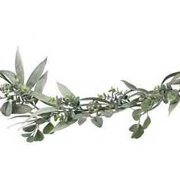 6 FT Artificial Mixed Eucalyptus Garland-Farmhouse Decor-Year Round Evergreen Garland-DIY Floral Supply for Mantel, Stairs, Door, Entryway