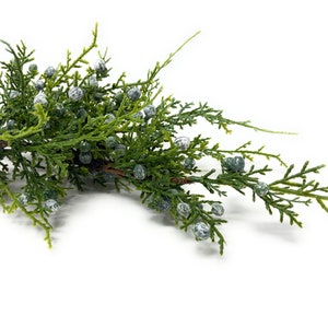 20&quot; Faux Juniper Spray on Stem with Berries, Christmas Greenery, Winter Greenery