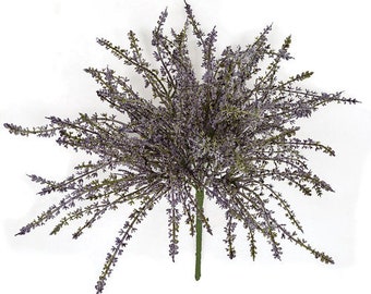 15" Artificial Heather Bush on Stem, Purple Heather, Artificial Flowers, Vase Filler, Bouquet Filler