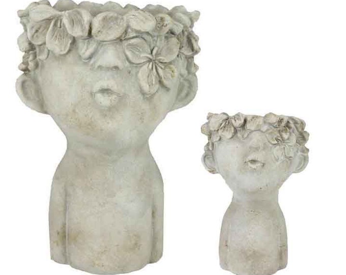 Cement Kissing Face Planter, Head Planter, Succulent Planter, Unique Planter, Face Pot, Face Planter Pot, Indoor/Outdoor Garden Planter
