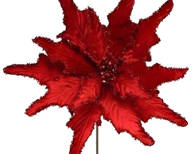 Large Velvet Poinsettia Flower, Christmas Poinsettia, Artificial Flower, Holiday Home Decor, Traditional Christmas Decor, Floral