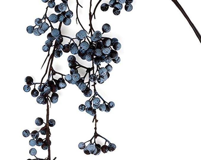 56" Faux Trailing Blueberry Branch Vine Spray on Stem, Hanging Spray, Vase Filler