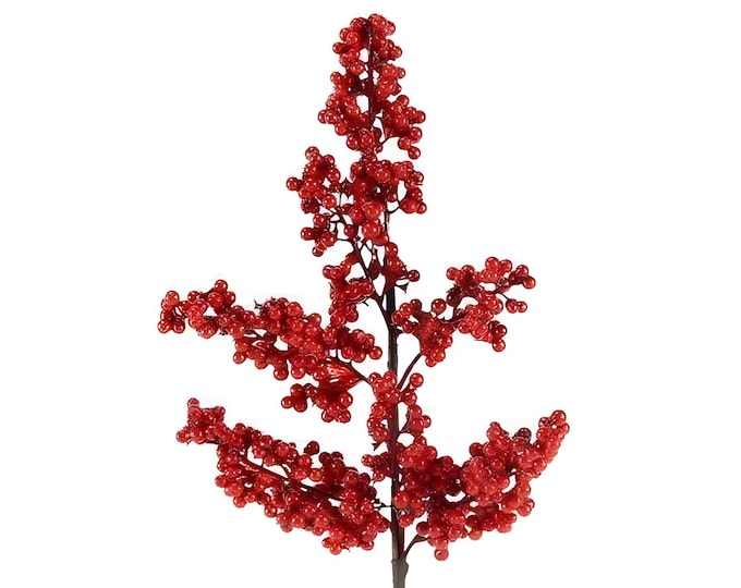 14" Christmas Stems, Red Pepperberry Spray, Christmas Decor, Christmas Vase Filler, Winter Stems