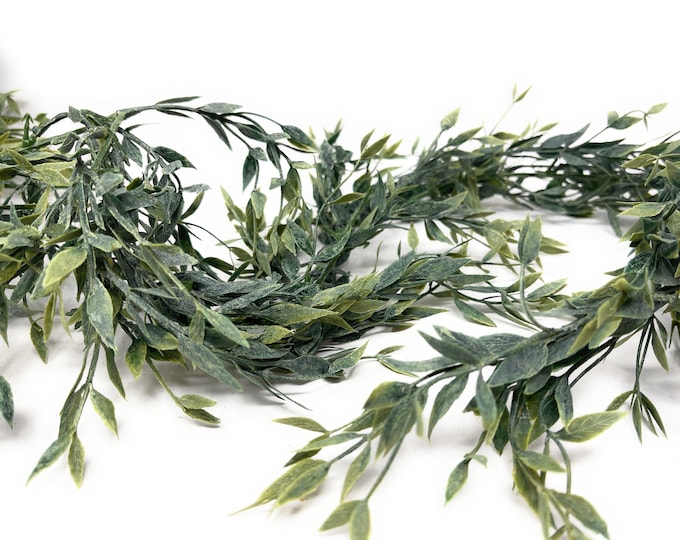 6 FT Faux Greenery Garland, Leaves Garland for Mantel, Wedding, Table Runner or Centerpiece, Italian Ruscus, Farmhouse Decor, Floral Supply