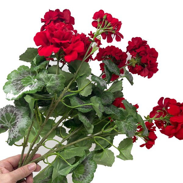 18" or 24" Artificial Geranium Bush-Geranium Plant-Faux Silk Artificial Plant-Vase Filler-Pot Filler-Floral Supply