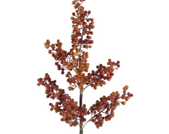 14" Fall Berry Stem Faux Pepperberry Spray in Autumn Sherbert, Artificial Fall Berries, Fall Decor, Vase Filler, Floral Arrangement