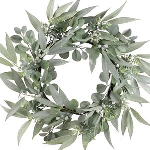 Farmhouse Wreath with Mixed Eucalyptus Greenery for Front Door/Indoor Wall, DIY Wreath Base, Wreath Supply, Floral Supply-2 SIZES