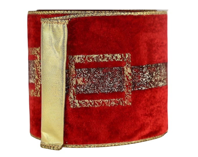 Santa's Belt Velvet Wired Christmas Ribbon - 10 Yards x 4" Wide