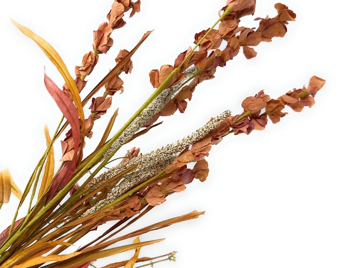 Fall Wildflower Grass Stems, Fall Floral Spray, Rustic Fall Decor, Thanksgiving Decor, Dried Look Floral Stems - 25"