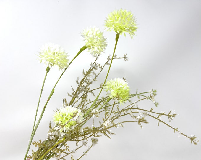 20" Faux Thistle Spray on Stem, Artificial Wildflower, Artificial Flower, Vase Filler, Floral Supply