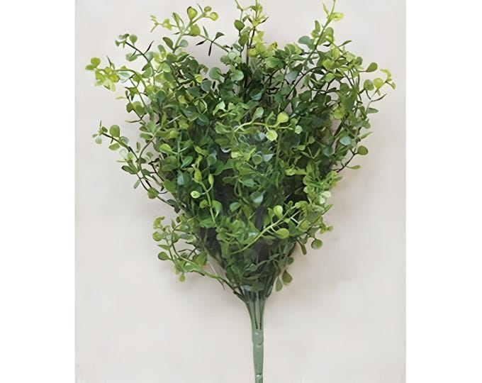 14" Faux Greenery Bush Spray Baby's Grass Spring Stems Farmhouse Greenery