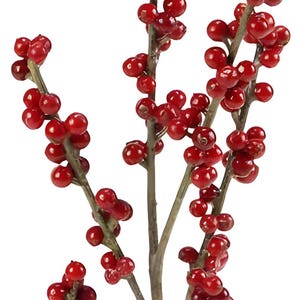 Faux Red Ilex Berry Branch Christmas Stems - 14&quot;
