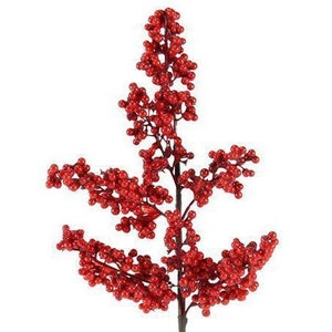 14" Christmas Winter Berry Spray-Faux Pepperberry Spray on Stem in Red-Holiday Home Decor-DIY Wreath/Floral Supply