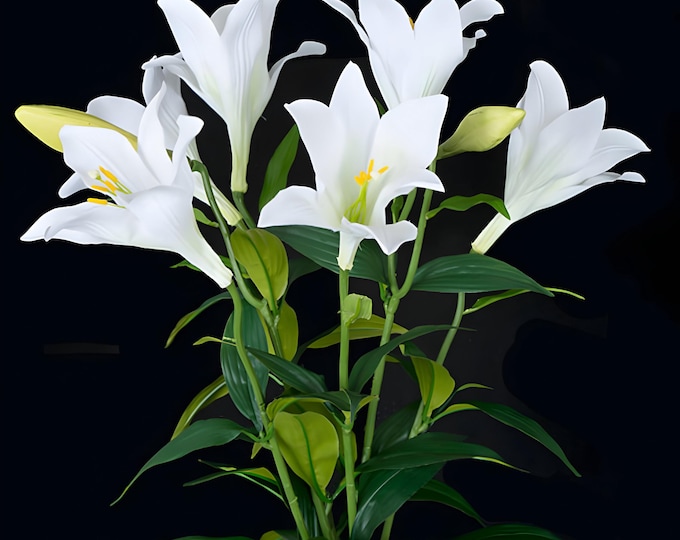 24" Easter Lily Bush, Faux Lilies, Easter Flowers, Spring Flowers, Spring Stems, Silk Flowers, Vase Filler