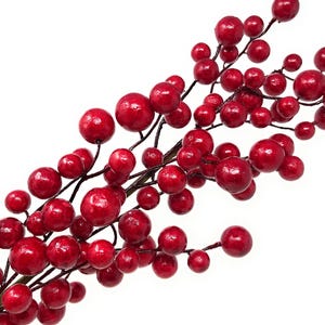 27&quot;  Christmas Berry Stems, Shiny Red Weather Resistant Red Berry, Christmas Stems, Christmas Vase Filler, Christmas Decor