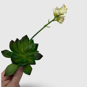 11&quot; Artificial Echeveria Succulent Stem with Flower, Faux Succulent