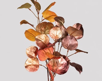 Fall Leaf Stems - Antique Metallic Gold Copper and Brown Ombre - 30"