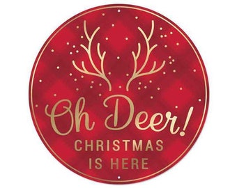 12" Oh Deer Christmas is Here Sign for Wreath-Christmas Deer Sign-Metal Sign-Wreath Decor-Wreath Attachment-Wreath Supply-Floral Supply