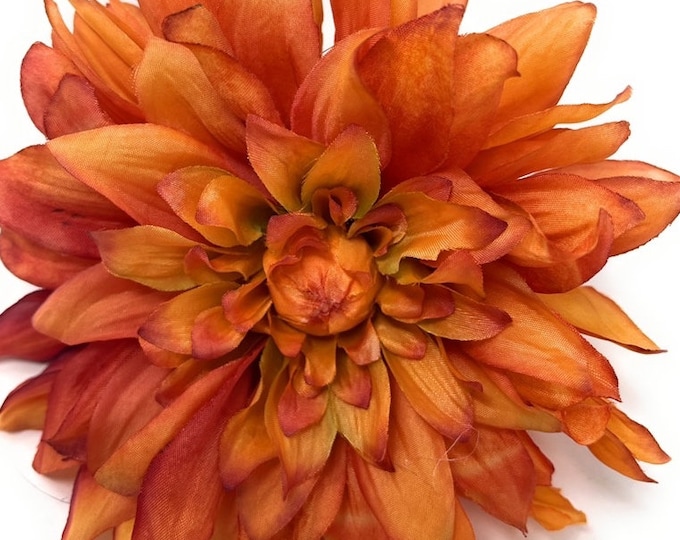 22" Dahlia Flower Stem, Fall Flowers Burnt Orange