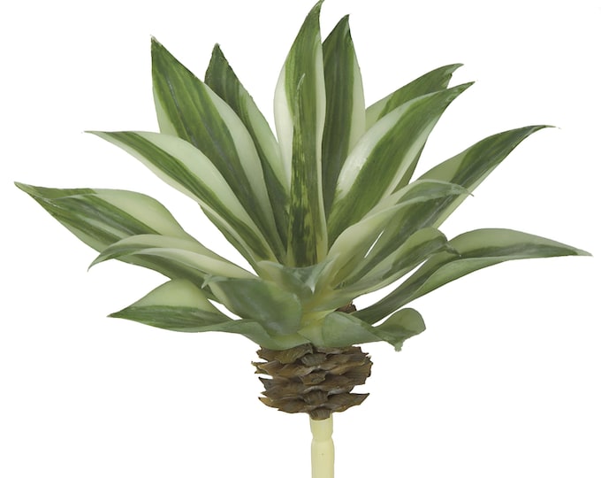 6" Faux Succulent, Artificial Variegated Agave Succulent Stem