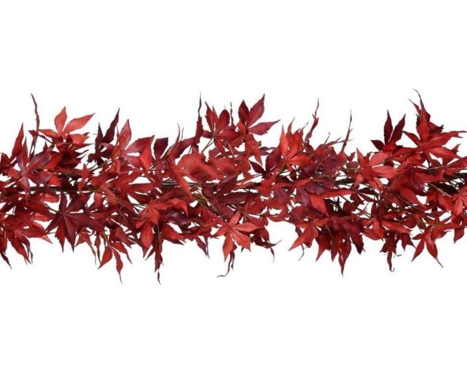 Red Japanese Maple Leaf Garland, Faux Fall Garland for Mantel & Table Decor, Autumn Garland, Thanksgiving Garland-5FT