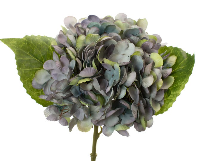 13" Faux Blue Hydrangea Stem, Silk Hydrangea Flower