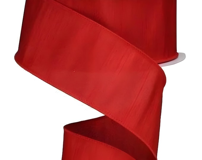25 Yards Red Dupioni Faux Silk Ribbon, Wired Christmas Ribbon for Wreaths Bows Gift Packaging-Choose 1.5", 2.5" or 4" Wide