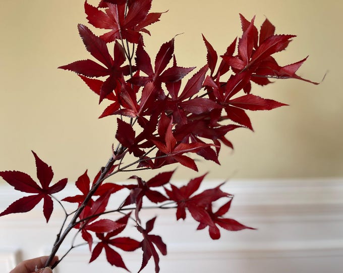 36" Faux Japanese Maple Leaf Spray Burgundy, Fall Stems, Fall Decor, Autumn Decor, Vase Filler, Floral Supply