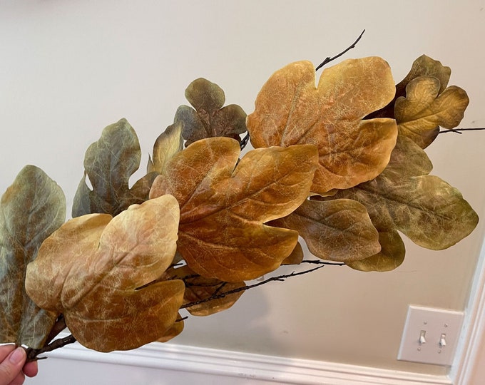 4.3 FT Fall Maple Leaves Branch Spray Aged Dried Look, Fig Leaves, Tall Fall Stems, Fall Decor, Farmhouse Decor, Floral Stems, Vase Filler