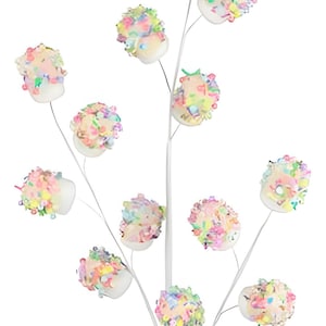 29&quot; Marshmallow and Sprinkles Christmas Spray with Candy Cane Stripe Stem