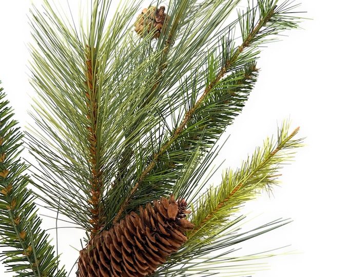 17" or 29" Christmas Winter Mixed Pine Spray on Stem with Pinecones
