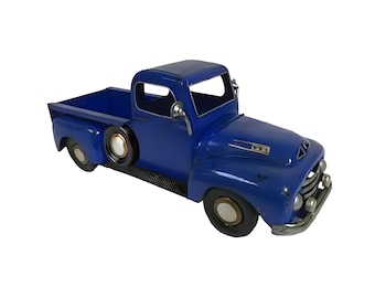 16&quot; Metal Vintage Farmhouse Truck-Farm Truck-Royal Blue-Christmas Truck Planter-Farmhouse Christmas Decor-Old Fashioned Pickup-Floral Supply