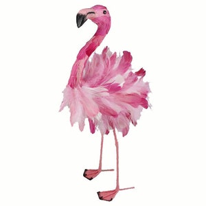 Large Artificial Standing Feather Flamingo Bird Figure-Home Patio Floral Design Accessory/Decor-Party Supply-Choose from 2 Sizes 25" or 32"