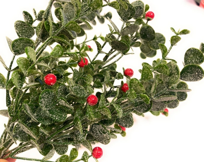 Mistletoe-Artificial Christmas Mistletoe Pick/Spray/Vase Filler-Red Berries-Christmas Greenery-Christmas Holiday Home Decor-Floral Supply
