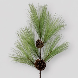 30" Christmas Stems, Faux Long Needle Pine Branches