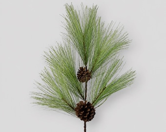 30" Christmas Stems, Faux Long Needle Pine Branches