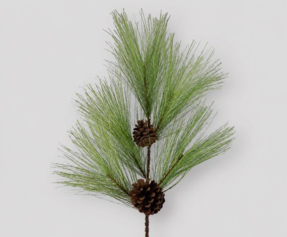 30" Christmas Stems, Faux Long Needle Pine Branches