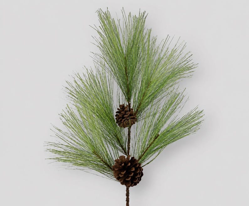 30" Christmas Stems, Faux Long Needle Pine Branches image 1
