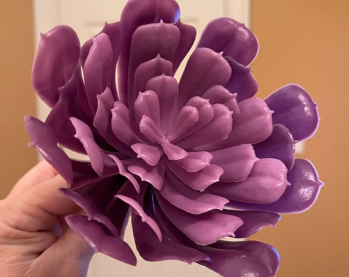 6.5" Faux UV Outdoor Purple Echeveria Succulent, Succulent Flower