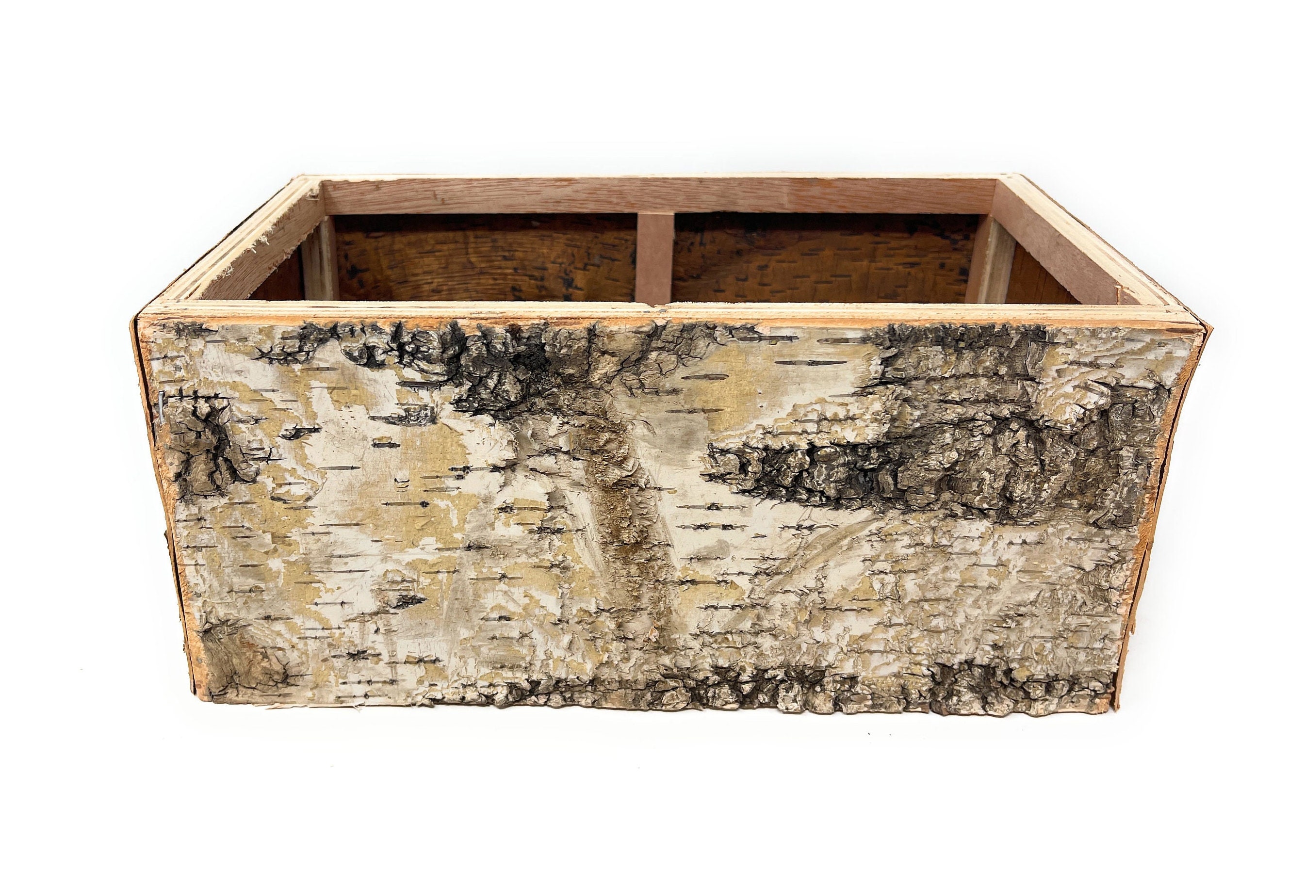 10.25 Rustic Wood Birch Bark Planter BoxRectangular Centerpiece
